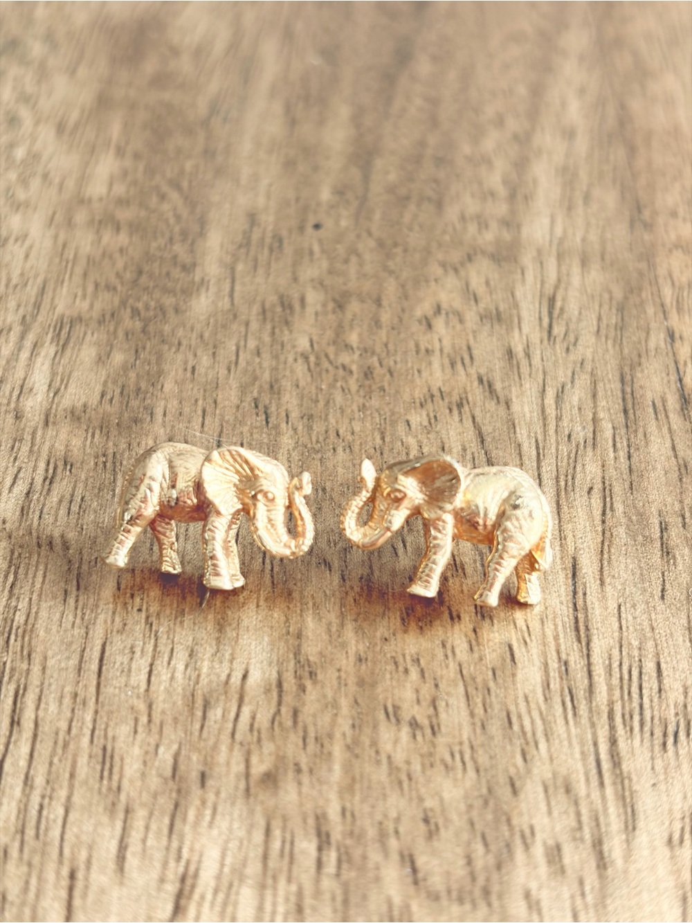 Gold Elephant Stud Earrings